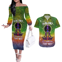 I'm Blunt African Couples Matching Off The Shoulder Long Sleeve Dress and Hawaiian Shirt Black Women Mandala - Wonder Print Shop