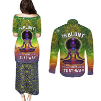 I'm Blunt African Couples Matching Puletasi and Long Sleeve Button Shirt Black Women Mandala - Wonder Print Shop
