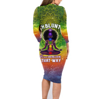 I'm Blunt African Family Matching Long Sleeve Bodycon Dress and Hawaiian Shirt Black Women Mandala - Wonder Print Shop