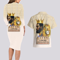 Lion Black King Couples Matching Long Sleeve Bodycon Dress and Hawaiian Shirt African Heritage - Wonder Print Shop