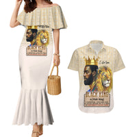 Lion Black King Couples Matching Mermaid Dress and Hawaiian Shirt African Heritage - Wonder Print Shop