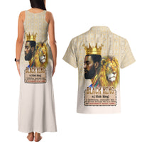 Lion Black King Couples Matching Tank Maxi Dress and Hawaiian Shirt African Heritage - Wonder Print Shop