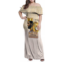 Lion Black King Family Matching Off Shoulder Maxi Dress and Hawaiian Shirt African Heritage - Wonder Print Shop