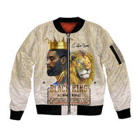 Lion Black King Sleeve Zip Bomber Jacket African Heritage - Wonder Print Shop