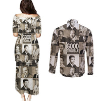 Good Trouble Couples Matching Puletasi and Long Sleeve Button Shirt Civil Rights Leaders - Wonder Print Shop