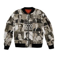 Good Trouble Sleeve Zip Bomber Jacket Civil Rights Leaders - Wonder Print Shop