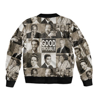 Good Trouble Sleeve Zip Bomber Jacket Civil Rights Leaders - Wonder Print Shop