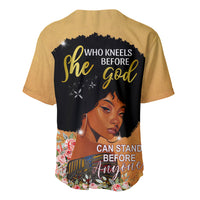 Personalized African Black Women Baseball Jersey She Who Kneels Before God - Wonder Print Shop