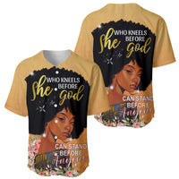 Personalized African Black Women Baseball Jersey She Who Kneels Before God - Wonder Print Shop