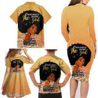 Personalized African Black Women Family Matching Long Sleeve Bodycon Dress and Hawaiian Shirt She Who Kneels Before God - Wonder Print Shop