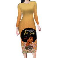 Personalized African Black Women Family Matching Long Sleeve Bodycon Dress and Hawaiian Shirt She Who Kneels Before God - Wonder Print Shop
