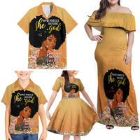 Personalized African Black Women Family Matching Off Shoulder Maxi Dress and Hawaiian Shirt She Who Kneels Before God - Wonder Print Shop