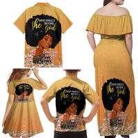 Personalized African Black Women Family Matching Off Shoulder Maxi Dress and Hawaiian Shirt She Who Kneels Before God - Wonder Print Shop