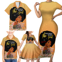 Personalized African Black Women Family Matching Short Sleeve Bodycon Dress and Hawaiian Shirt She Who Kneels Before God - Wonder Print Shop
