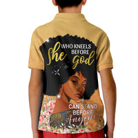Personalized African Black Women Kid Polo Shirt She Who Kneels Before God - Wonder Print Shop