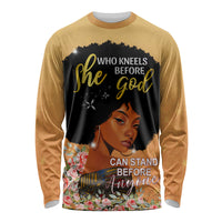 Personalized African Black Women Long Sleeve Shirt She Who Kneels Before God - Wonder Print Shop