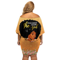 Personalized African Black Women Off Shoulder Short Dress She Who Kneels Before God - Wonder Print Shop