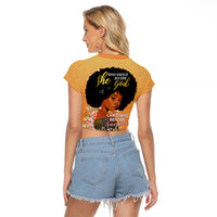 Personalized African Black Women Raglan Cropped T Shirt She Who Kneels Before God - Wonder Print Shop
