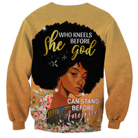 Personalized African Black Women Sweatshirt She Who Kneels Before God - Wonder Print Shop