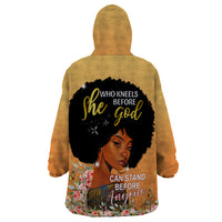 Personalized African Black Women Wearable Blanket Hoodie She Who Kneels Before God - Wonder Print Shop