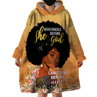 Personalized African Black Women Wearable Blanket Hoodie She Who Kneels Before God - Wonder Print Shop