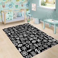 Mix Adinkra Area Rug Black Pattern - Wonder Print Shop