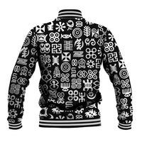 Mix Adinkra Baseball Jacket Black Pattern - Wonder Print Shop