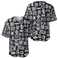 Mix Adinkra Baseball Jersey Black Pattern - Wonder Print Shop