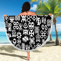 Mix Adinkra Beach Blanket Black Pattern - Wonder Print Shop