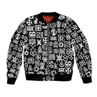 Mix Adinkra Bomber Jacket Black Pattern - Wonder Print Shop