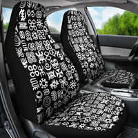 Mix Adinkra Car Seat Cover Black Pattern - Wonder Print Shop