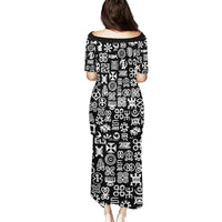 Mix Adinkra Family Matching Puletasi and Hawaiian Shirt Black Pattern - Wonder Print Shop