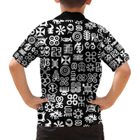 Mix Adinkra Family Matching Tank Maxi Dress and Hawaiian Shirt Black Pattern - Wonder Print Shop