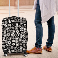 Mix Adinkra Luggage Cover Black Pattern - Wonder Print Shop