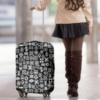 Mix Adinkra Luggage Cover Black Pattern - Wonder Print Shop