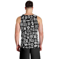 Mix Adinkra Men Tank Top Black Pattern - Wonder Print Shop