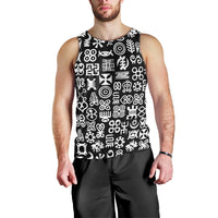 Mix Adinkra Men Tank Top Black Pattern - Wonder Print Shop