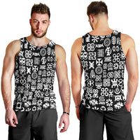 Mix Adinkra Men Tank Top Black Pattern - Wonder Print Shop
