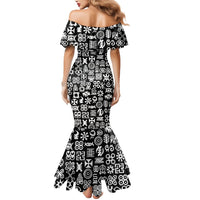 Mix Adinkra Mermaid Dress Black Pattern - Wonder Print Shop