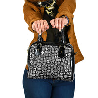 Mix Adinkra Shoulder Handbag Black Pattern