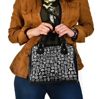 Mix Adinkra Shoulder Handbag Black Pattern
