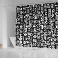 Mix Adinkra Shower Curtain Black Pattern