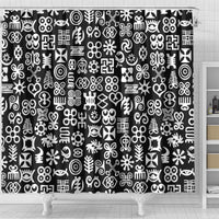Mix Adinkra Shower Curtain Black Pattern