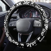 Mix Adinkra Steering Wheel Cover Black Pattern - Wonder Print Shop