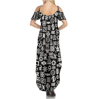 Mix Adinkra Summer Maxi Dress Black Pattern - Wonder Print Shop