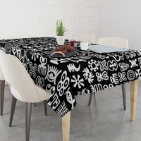 Mix Adinkra Tablecloth Black Pattern - Wonder Print Shop