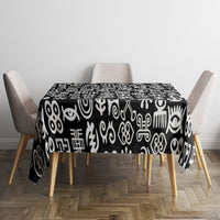 Mix Adinkra Tablecloth Black Pattern - Wonder Print Shop