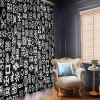 Mix Adinkra Window Curtain Black Pattern - Wonder Print Shop