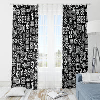 Mix Adinkra Window Curtain Black Pattern - Wonder Print Shop