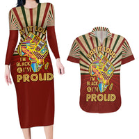 I'm Black and I'm Proud African Couples Matching Long Sleeve Bodycon Dress and Hawaiian Shirt Hand Up Africa Map Art - Wonder Print Shop
